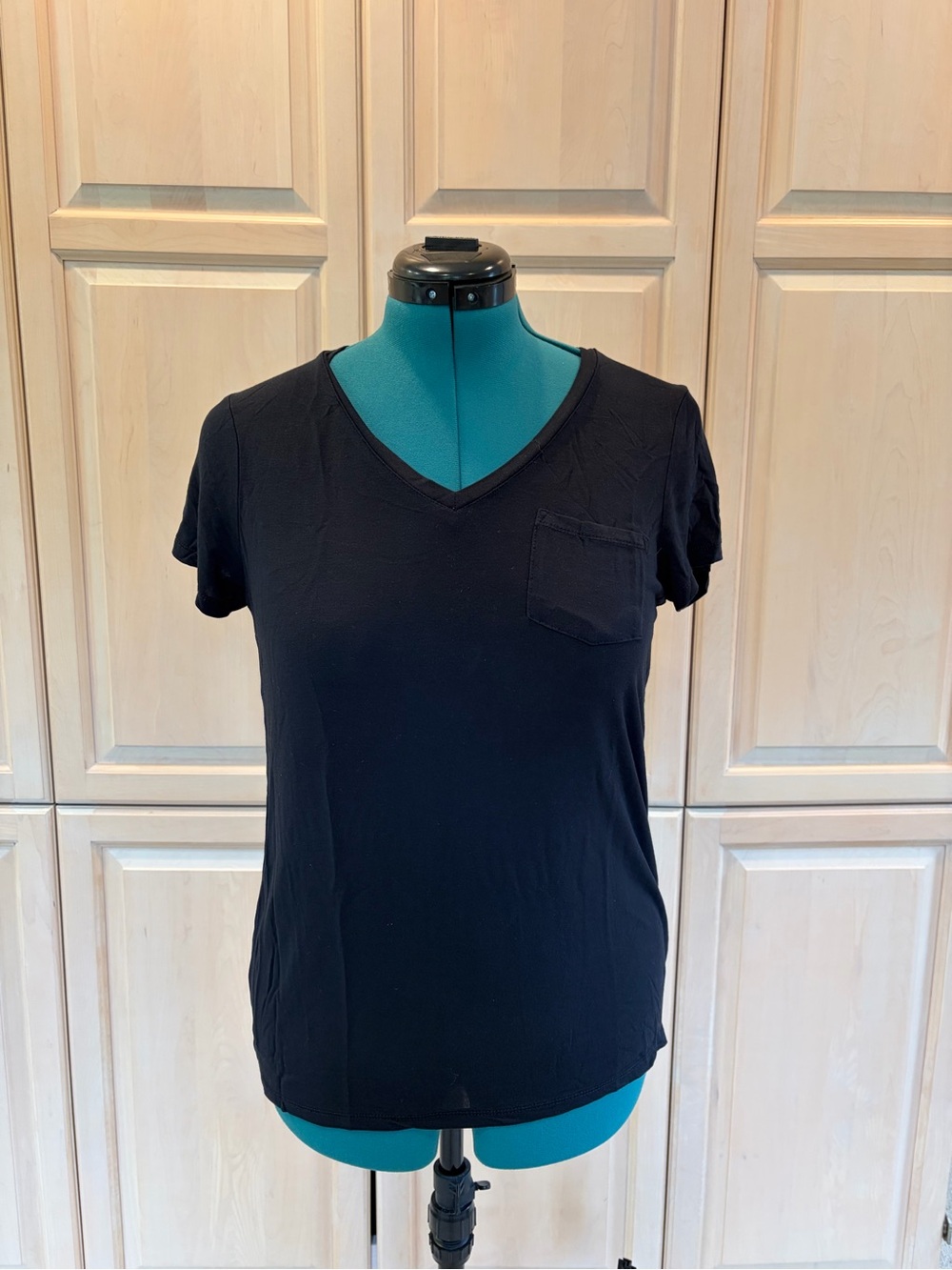For The Republic Black V-Neck Pocket Tee - Short Sleeve